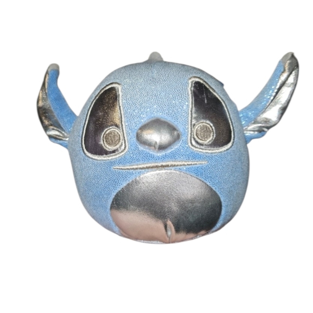 Disney Squishmallow Stitch Plush Toy Sparkle Blue Silver Kellytoy 100th Anniv